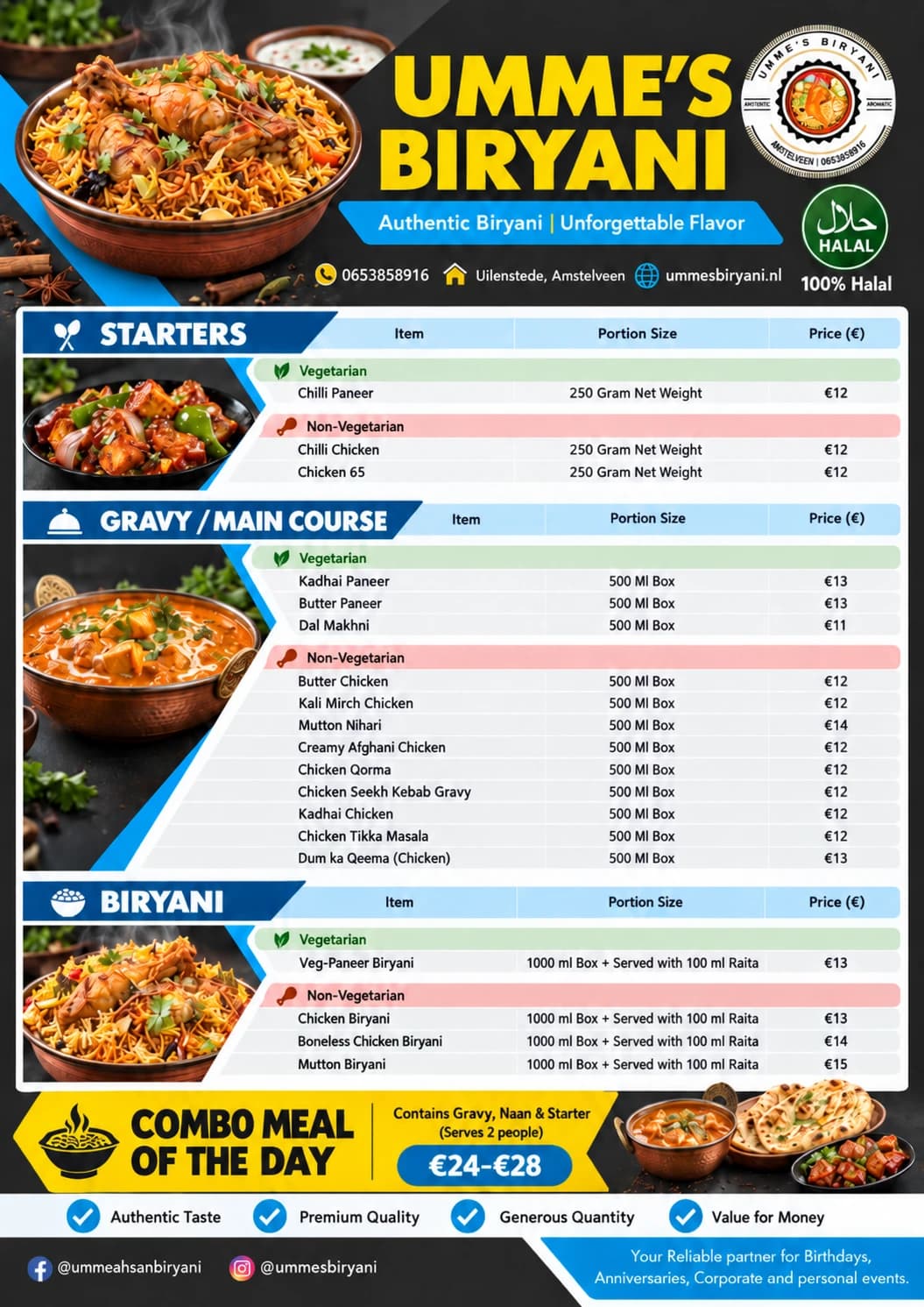 Umme's Biryani menu, page 1 of 1
